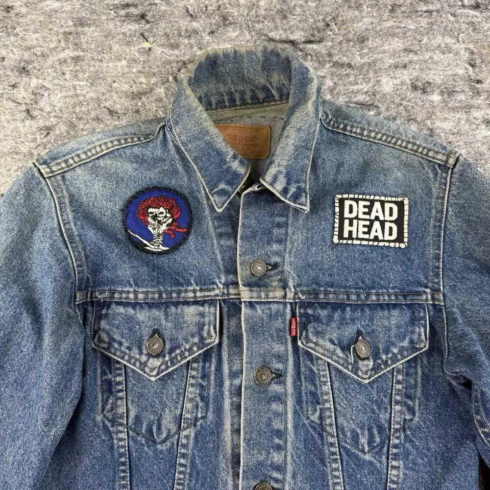 Vintage Levis Jacket Blue Denim Trucker Patch 71205 0217 Made USA Sz 36L WPL 423